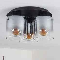 Luminaires Rustiques-hofstein Plafonnier Wichita Fumée, Noir, 3 lumières