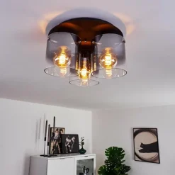 Luminaires Rustiques-hofstein Plafonnier Wichita Fumée, Noir, 3 lumières