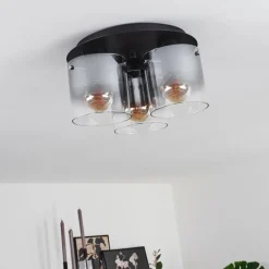 Luminaires Rustiques-hofstein Plafonnier Wichita Fumée, Noir, 3 lumières