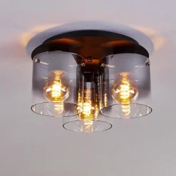 Luminaires Rustiques-hofstein Plafonnier Wichita Fumée, Noir, 3 lumières
