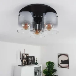 Luminaires Rustiques-hofstein Plafonnier Wichita Fumée, Noir, 3 lumières