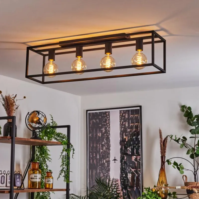 Lampes Industrielles-hofstein Plafonnier Wick Noir, 4 lumières