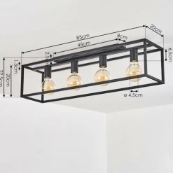 Lampes Industrielles-hofstein Plafonnier Wick Noir, 4 lumières