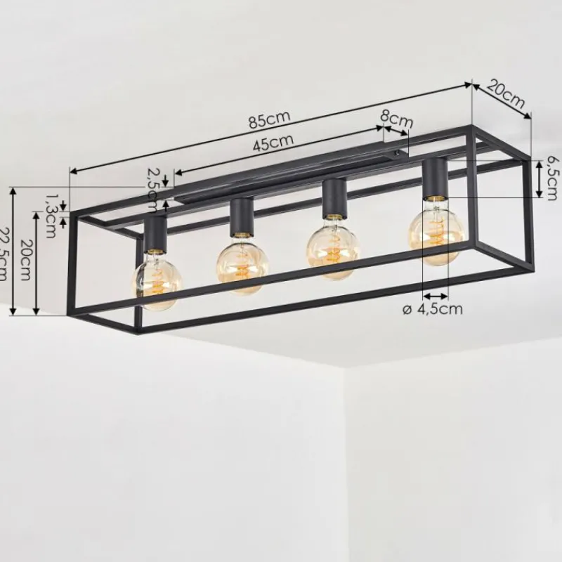 Lampes Industrielles-hofstein Plafonnier Wick Noir, 4 lumières