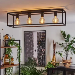 Lampes Industrielles-hofstein Plafonnier Wick Noir, 4 lumières