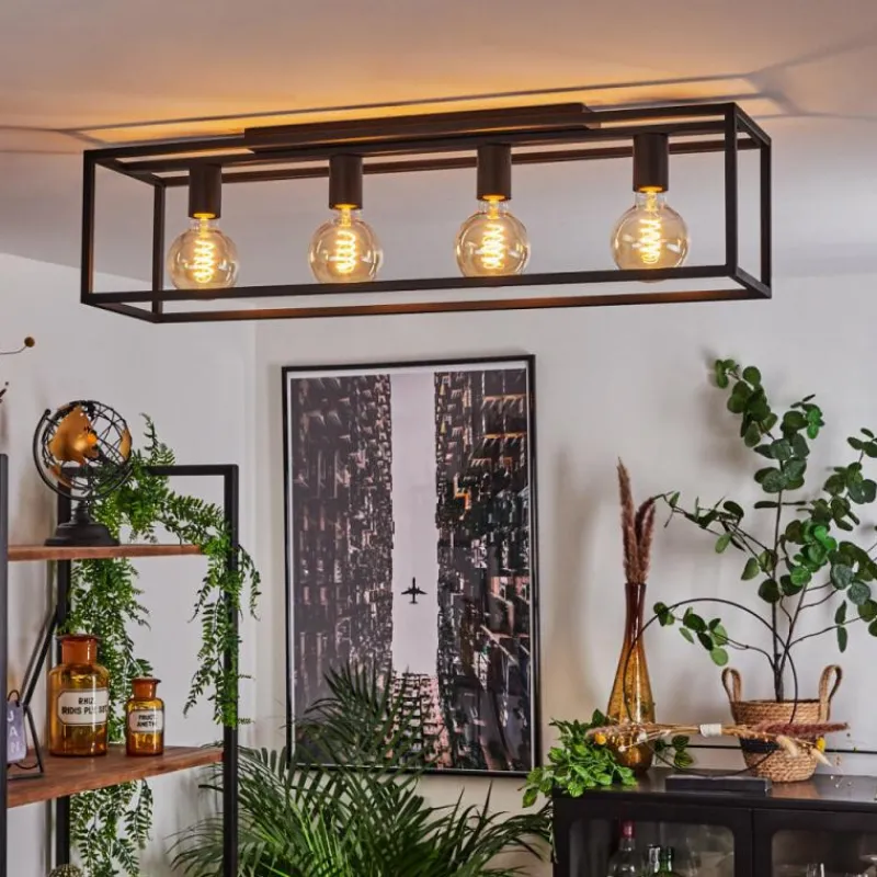 Lampes Industrielles-hofstein Plafonnier Wick Noir, 4 lumières