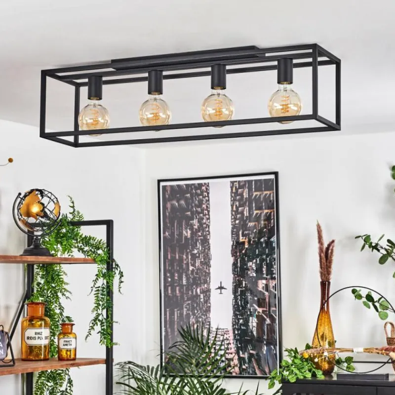 Lampes Industrielles-hofstein Plafonnier Wick Noir, 4 lumières