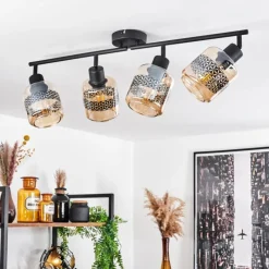 hofstein Plafonnier Wigan Noir, 4 lumières