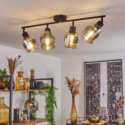 hofstein Plafonnier Wigan Noir, 4 lumières