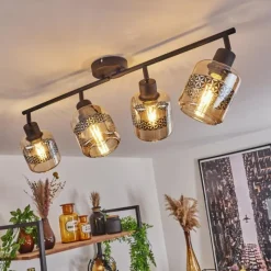 hofstein Plafonnier Wigan Noir, 4 lumières