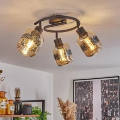 hofstein Plafonnier Wigan Noir, 3 lumières