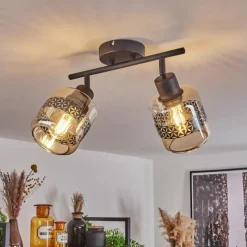 hofstein Plafonnier Wigan Noir, 2 lumières