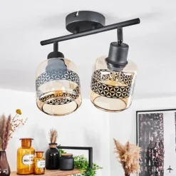 hofstein Plafonnier Wigan Noir, 2 lumières