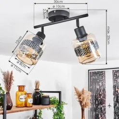 hofstein Plafonnier Wigan Noir, 2 lumières