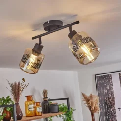 hofstein Plafonnier Wigan Noir, 2 lumières