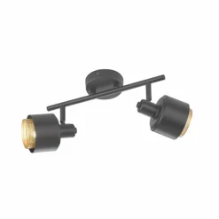 Lampes Dorées-Luminaires Wofi Plafonnier Wofi MARGATE Noir doré, 2 lumières