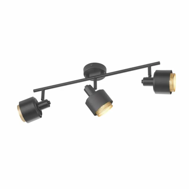 Lampes Dorées-Luminaires Wofi Plafonnier Wofi MARGATE Noir, 3 lumières