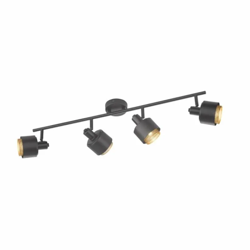 Lampes Dorées-Luminaires Wofi Plafonnier Wofi MARGATE Noir, 4 lumières