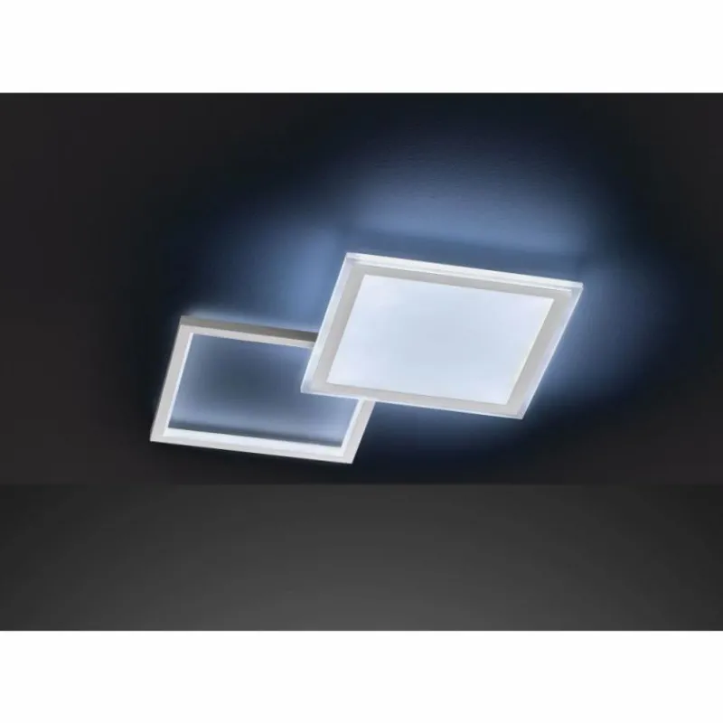 Luminaires Wofi Plafonnier Wofi ZENIT LED Aluminium brossé, 2 lumières, Télécommandes* Éclairage Led
