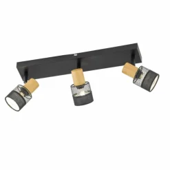 Lampes En Tissu-Luminaires Wofi Plafonnier Wofi-Leuchten DORAL Noir, 3 lumières