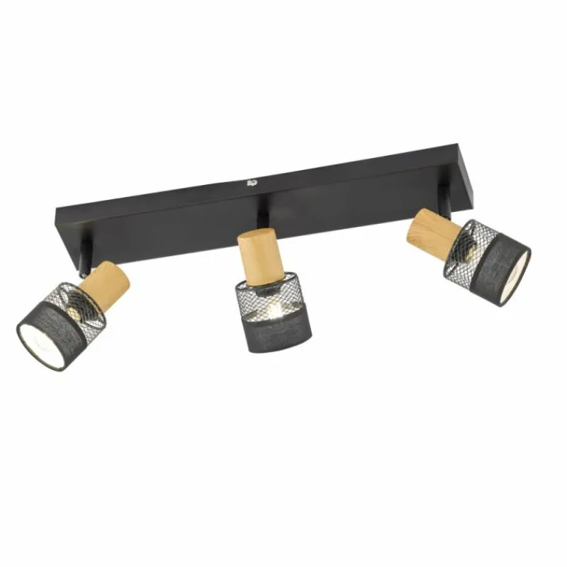 Lampes En Tissu-Luminaires Wofi Plafonnier Wofi-Leuchten DORAL Noir, 3 lumières