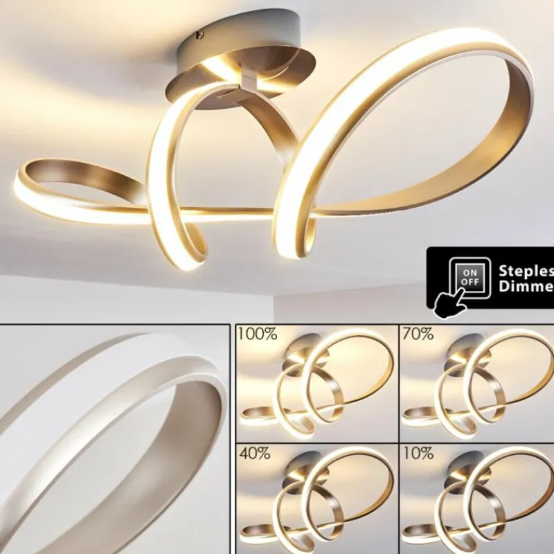 hofstein Plafonnier Woyens LED Acier brossé, 1 lumière