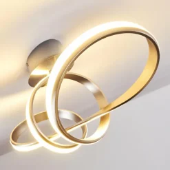 hofstein Plafonnier Woyens LED Acier brossé, 1 lumière