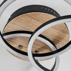 Luminaires Scandinaves-hofstein Plafonnier Xena LED Couleur bois, Noir, 1 lumière, Télécommandes