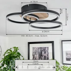 Luminaires Scandinaves-hofstein Plafonnier Xena LED Couleur bois, Noir, 1 lumière, Télécommandes