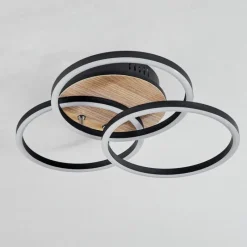 Luminaires Scandinaves-hofstein Plafonnier Xena LED Couleur bois, Noir, 1 lumière, Télécommandes