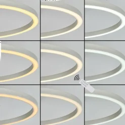 hofstein Plafonnier Xena LED Nickel mat, 1 lumière, Télécommandes