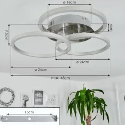 hofstein Plafonnier Xena LED Nickel mat, 1 lumière, Télécommandes