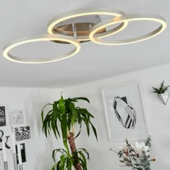 hofstein Plafonnier Xena LED Nickel mat, 1 lumière, Télécommandes