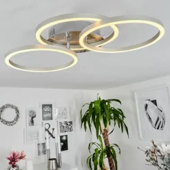 hofstein Plafonnier Xena LED Nickel mat, 1 lumière, Télécommandes