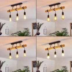 Luminaires Scandinaves-hofstein Plafonnier Yaak Bois clair, Noir, 3 lumières