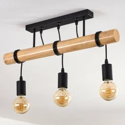 Luminaires Scandinaves-hofstein Plafonnier Yaak Bois clair, Noir, 3 lumières