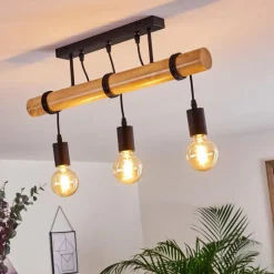 Luminaires Scandinaves-hofstein Plafonnier Yaak Bois clair, Noir, 3 lumières