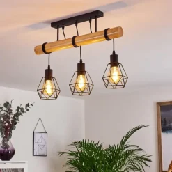 Luminaires Scandinaves-hofstein Plafonnier Yaak Bois clair, Noir, 3 lumières