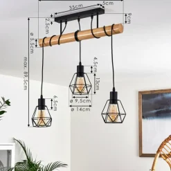 Luminaires Scandinaves-hofstein Plafonnier Yaak Bois clair, Noir, 3 lumières