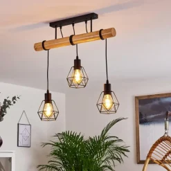 Luminaires Scandinaves-hofstein Plafonnier Yaak Bois clair, Noir, 3 lumières