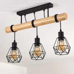 Luminaires Scandinaves-hofstein Plafonnier Yaak Bois clair, Noir, 3 lumières