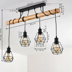Luminaires Scandinaves-hofstein Plafonnier Yaak Bois clair, Noir, 4 lumières