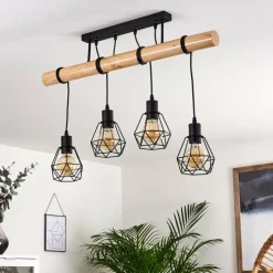 Luminaires Scandinaves-hofstein Plafonnier Yaak Bois clair, Noir, 4 lumières