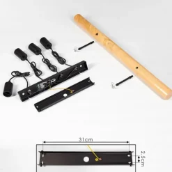 Luminaires Scandinaves-hofstein Plafonnier Yaak Bois clair, Noir, 4 lumières