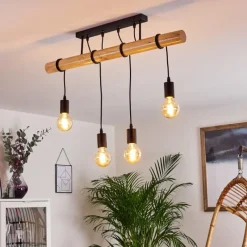 Luminaires Scandinaves-hofstein Plafonnier Yaak Bois clair, Noir, 4 lumières