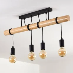 Luminaires Scandinaves-hofstein Plafonnier Yaak Bois clair, Noir, 4 lumières