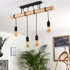 Luminaires Scandinaves-hofstein Plafonnier Yaak Bois clair, Noir, 4 lumières