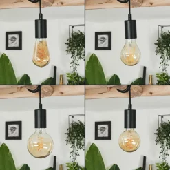 Lampes Vintages & Rétros-hofstein Plafonnier Yaak Brun, Noir, 4 lumières