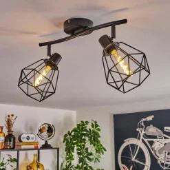 hofstein Plafonnier Yaak Noir, 2 lumières