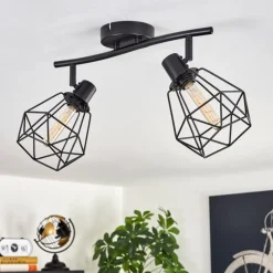 hofstein Plafonnier Yaak Noir, 2 lumières